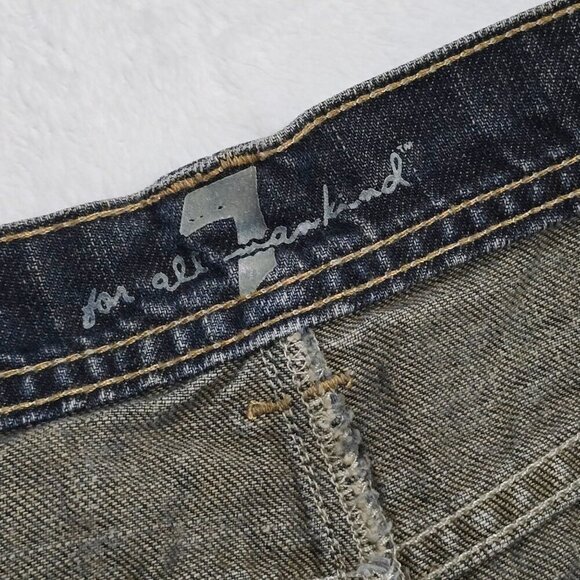 7 For All Mankind ✦ Denim Mini Skirt ✦ Blue Jean Raw Hem Classic Fit Sz 28 EUC - Picture 7 of 9